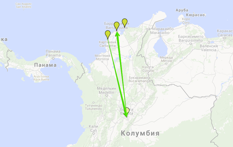 Внутренние перелеты по Колумбии